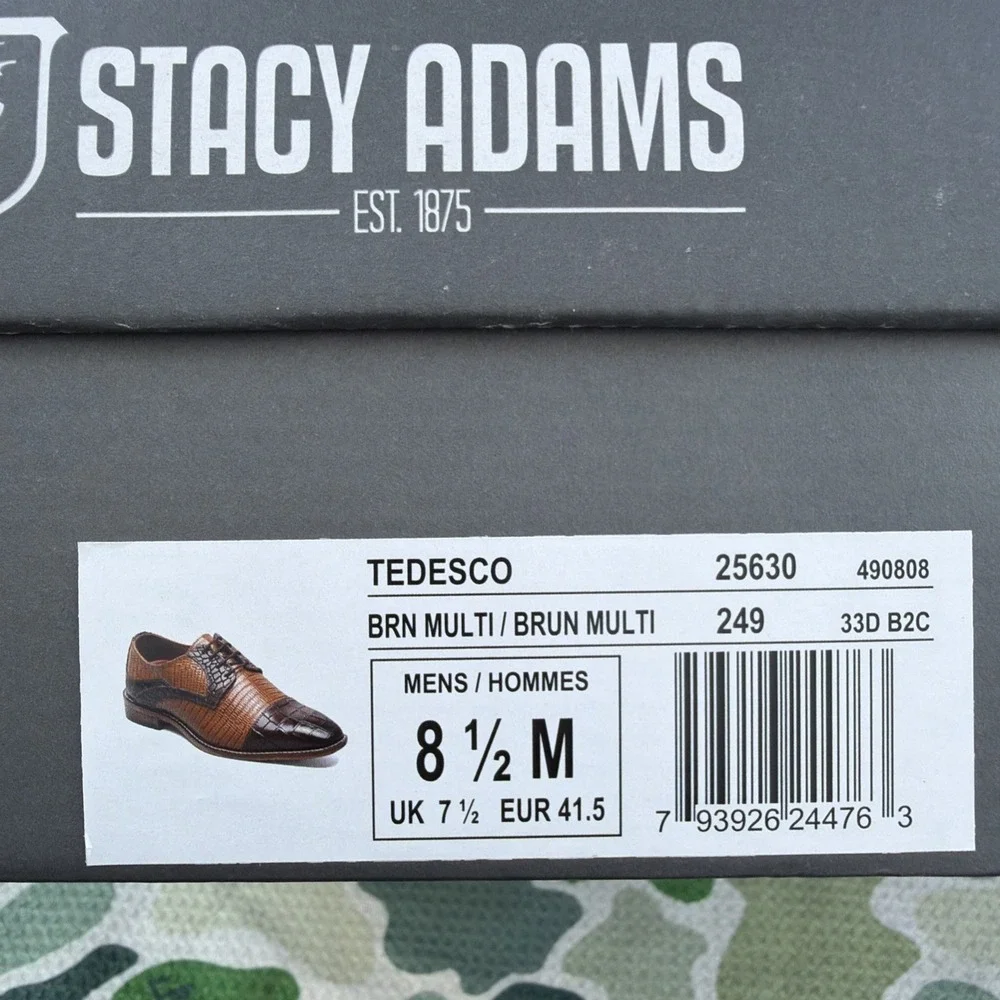Stacy Adams Tedesco Men's Oxford Tan Size 8.5
